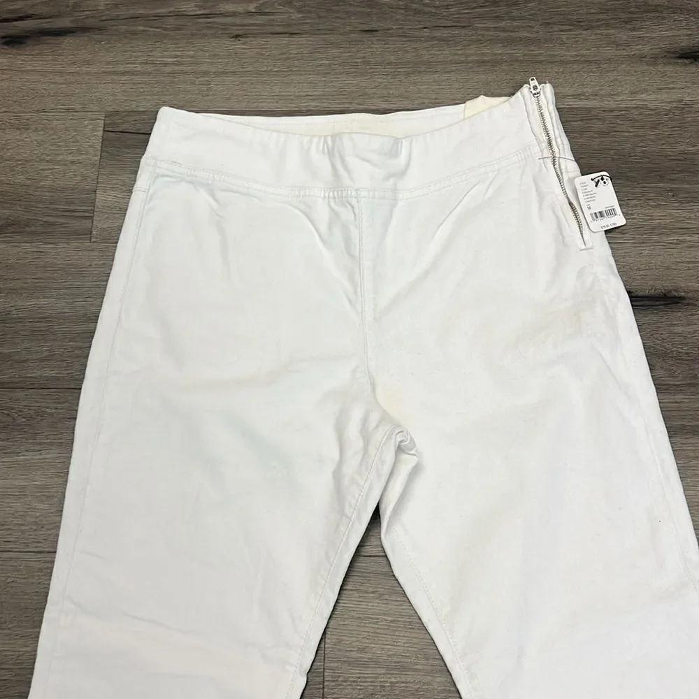 Free People In My Feelings White Cropped Slim Flare Jeans M